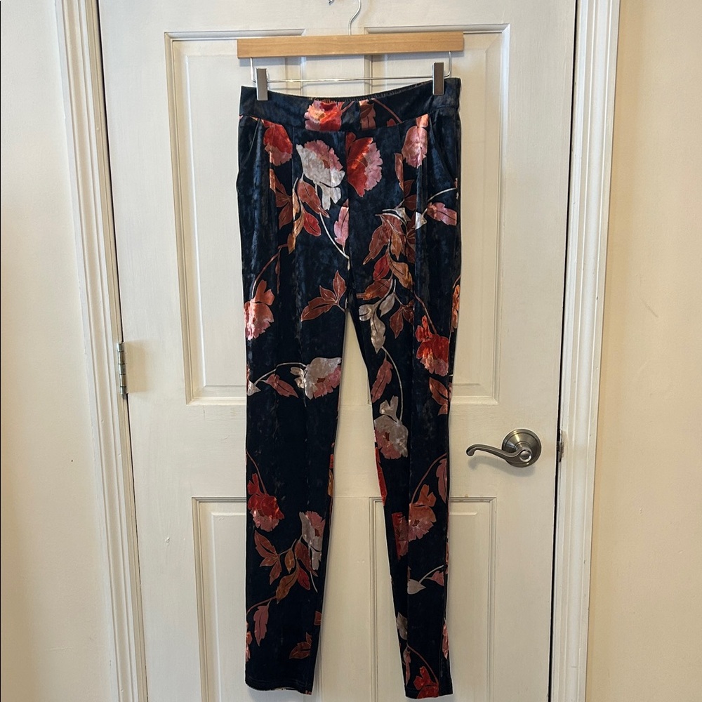 Molly Bracken Velvet Black Floral Pants
